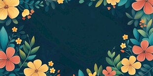 花卉环绕的深绿背景图