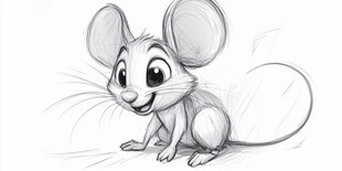 可爱卡通老鼠铅笔素描图