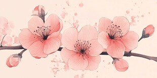 粉嫩桃花枝 唯美花卉绘