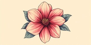 手绘粉色花卉插画