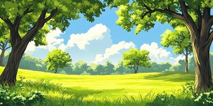 夏日绿野林间美好风光