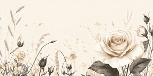 米色调浪漫花卉植物背景
