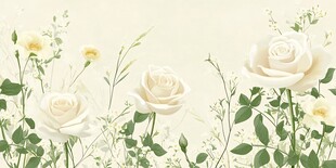 白色玫瑰花卉清新背景图