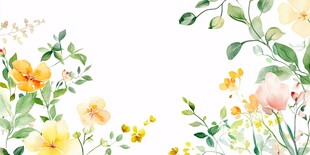 水彩花卉边框装饰图案