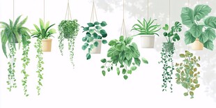 悬挂绿植组合装饰插画