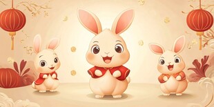 三只萌兔贺岁迎新春