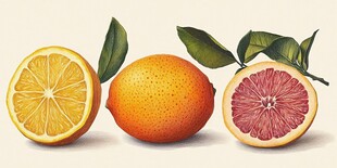 新鲜柑橘类水果组合展示