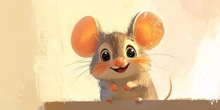 可爱小老鼠探头张望