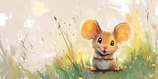 草地上的可爱小老鼠