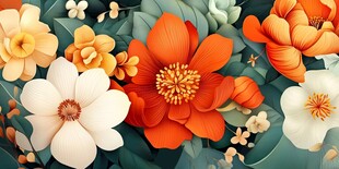 缤纷花朵插画 色彩绚丽