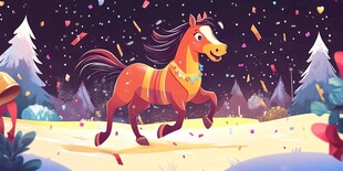 雪地骏马欢庆夜