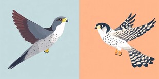 飞翔的两种美丽猎鹰