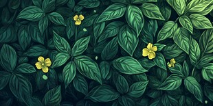 绿叶黄花的自然生机图景