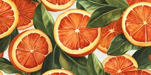 橙子切片插画图案设计