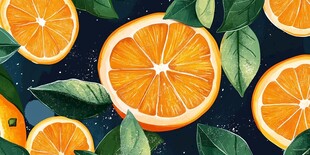 橙色柑橘插画 清新水果风