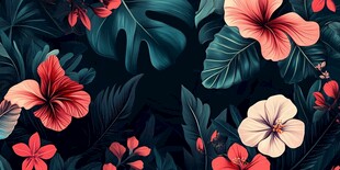 热带花卉图案背景设计