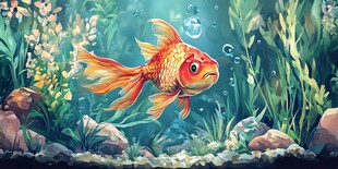 梦幻金鱼畅游水下世界