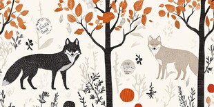 秋日森林中的双狐图案