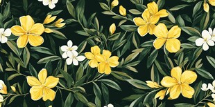 黄白花卉绿叶精美图案