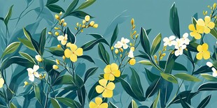 清新花卉植物图案背景