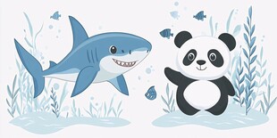熊猫与鲨鱼的奇妙相遇