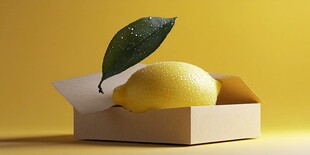 盒装柠檬带叶清新画面