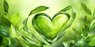 绿叶组成的心形梦幻图景