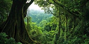 茂密丛林中的巨大古树