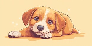 趴着的可爱小狗狗