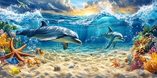 梦幻海底世界的海豚畅游