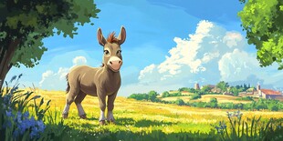 田野中的可爱小毛驴