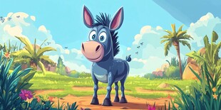 可爱毛驴置身缤纷自然间