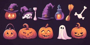 万圣节元素插画集合