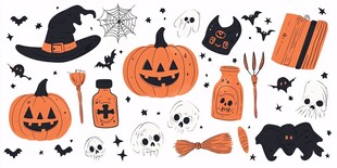 万圣节元素插画集合