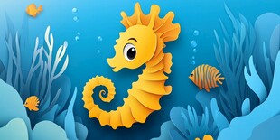 可爱海马的海底梦幻世界