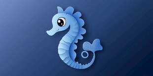 蓝色卡通海马形象设计