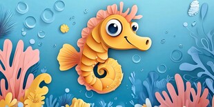 可爱海马的海底梦幻世界