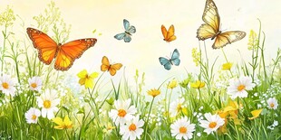春日蝶舞花丛间