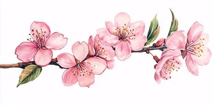 粉色桃花枝插画