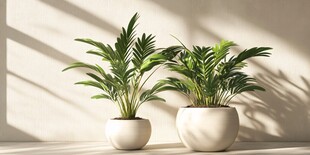 室内双盆绿植静谧景致