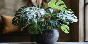 室内龟背竹盆栽绿意盎然