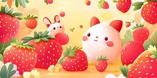 萌兔与草莓的甜蜜世界