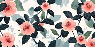 粉色花卉绿叶图案背景