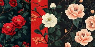 中式花卉图案精美组合