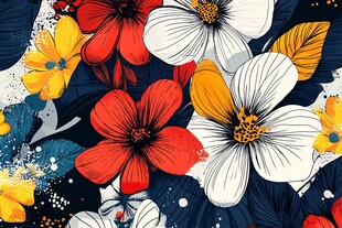 多彩花卉图案背景设计