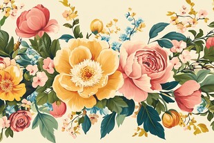 复古风花卉图案装饰画