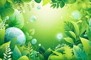 梦幻绿意盎然的自然背景