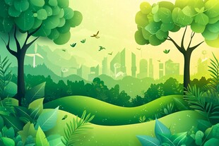 绿色城市生态自然景观图