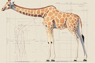 长颈鹿解剖绘图与结构展示