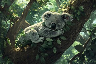 睡在树上的可爱考拉